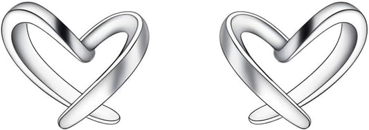 Heart Silver Stud Earrings for Women, Hypoallergenic Tiny Love Hearted Jewelry