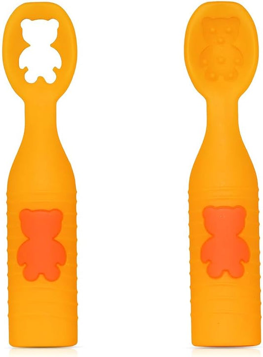 2-Pack Silicone Baby Spoons for Infants Aged 6-24 Months, Perfect for Self-Feeding and Teething Relief