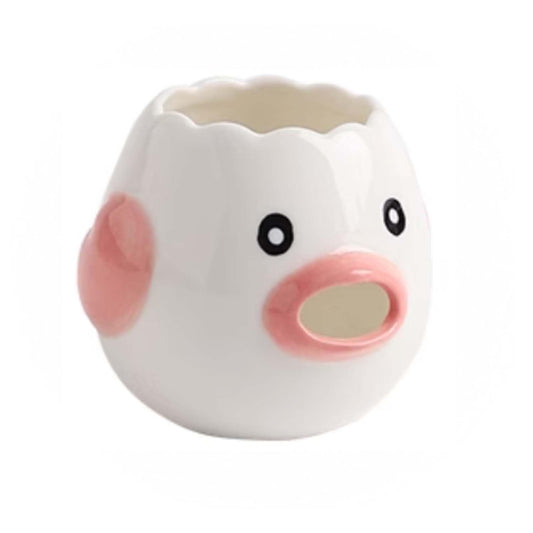 Pink Ceramic Egg Separator, Cartoon Chicken Design, Kitchen Gadget for Baking - Handmade Egg White and Yolk Filter Tool