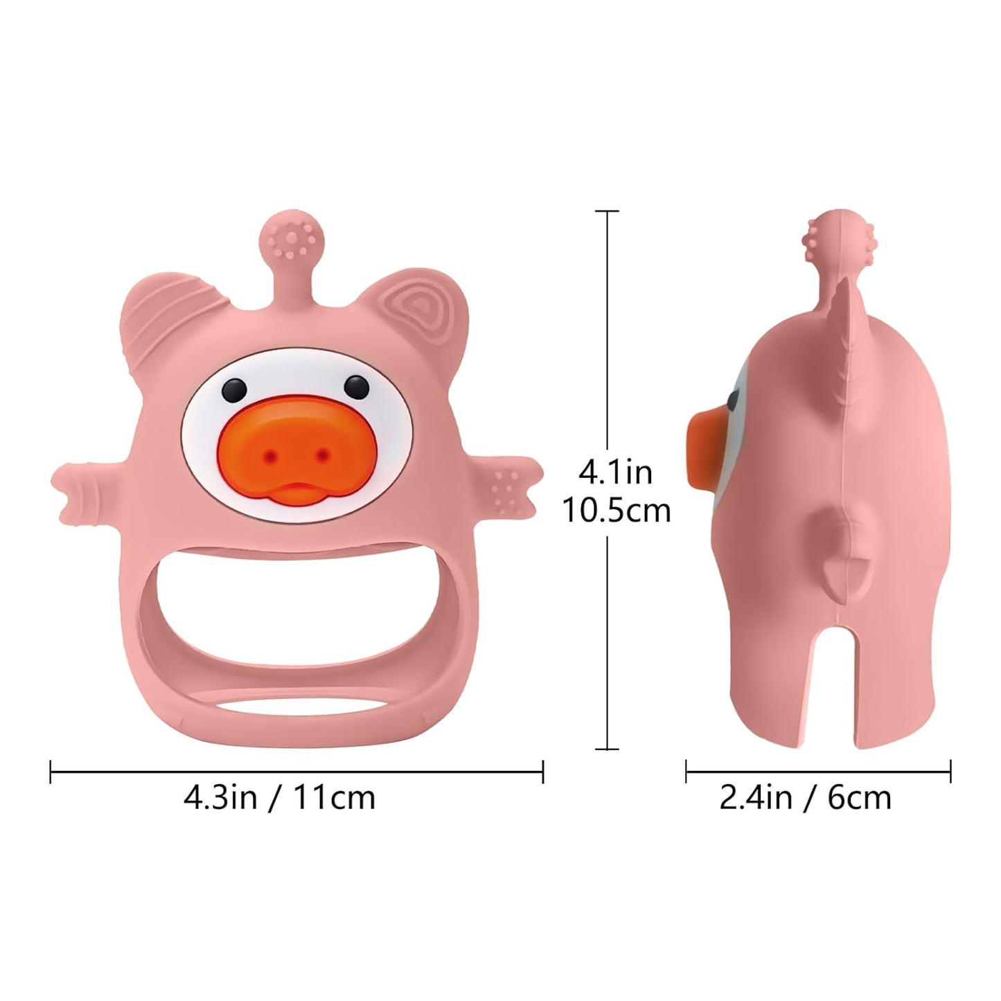 Pink Pig Baby Teether: Soothe Teething Pain with Safe, Soft Silicone for 0-6 Months