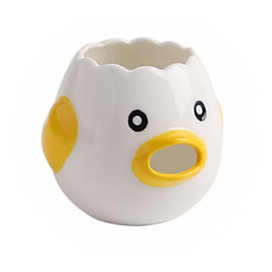 Yellow Ceramic Egg Separator, Cartoon Chicken Design, Kitchen Gadget for Baking - Handmade Egg White and Yolk Filter Tool
