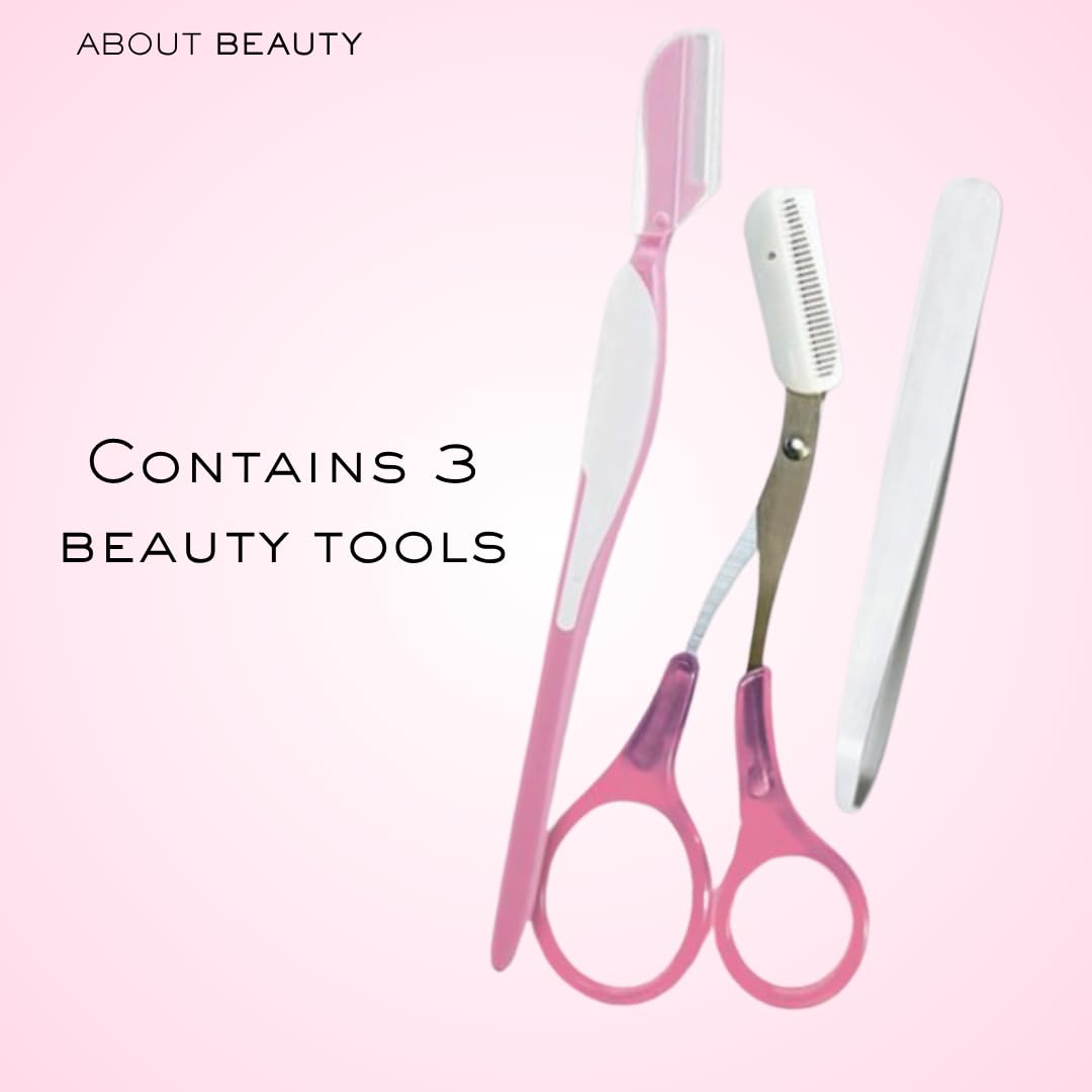 About Beauty Brow Wow 3-Piece Eyebrow Grooming Kit with Japanese Steel Razor, Scissors, and Tweezers