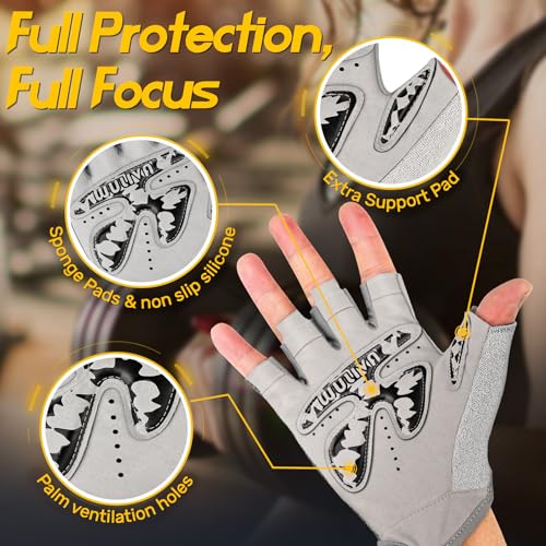Workout Gloves for Men and Women - Ideal for Light & Medium Gym Exercise Training & Cycling, Includes Padded Design, Detachable Wrist Strap & Storage Mesh Bag