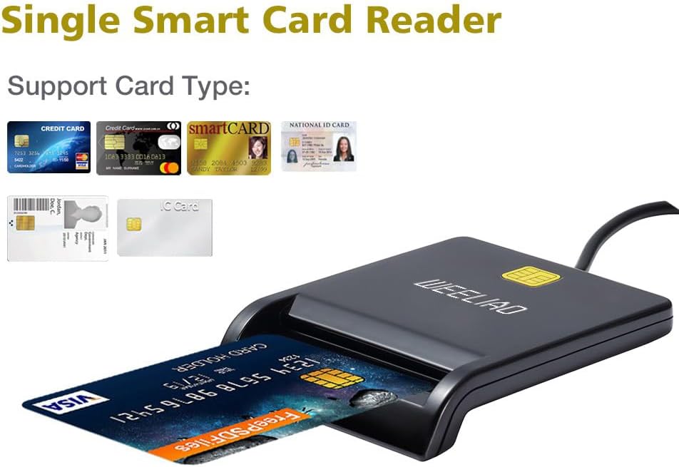 DOD Military USB CAC Smart Card Reader | Mini Fold ID, Credit & Debit Card Compatible with Multiple OS