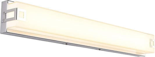 32.28" Dimmable LED 30W 2400lm 3000K Glass/Chrome Bathroom Vanity Light Fixture