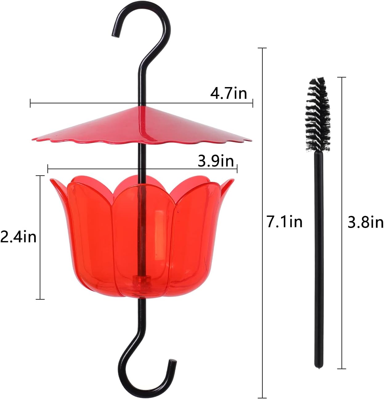 Extra Large Hummingbird Feeder Ant Trap with Umbrella Cover and Cleaning Brush - Garden Decor Accessory