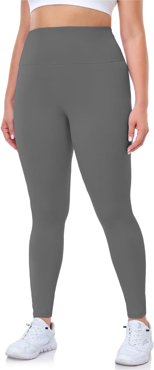 Gray High Waist XL Plus Size Leggings for Women - Non See Through, Super Soft Yoga Pants