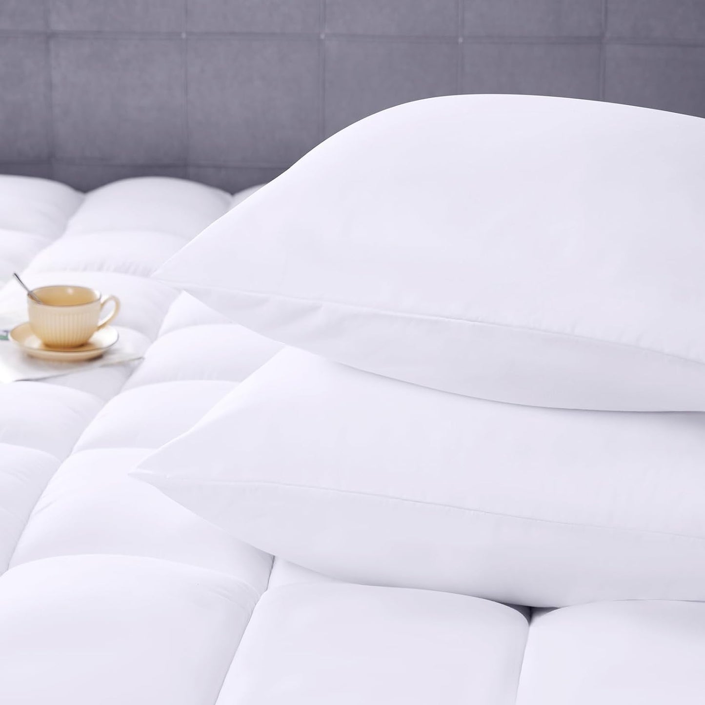 Full Size Mattress Topper Set with Flat Sheet & Pillowcases for Enhanced Comfort - Fits 8-21 Inch Deep Mattresses