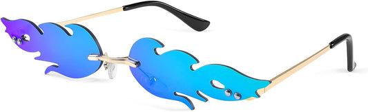 Fire Flame Mirror Rimless Novelty Sunglasses