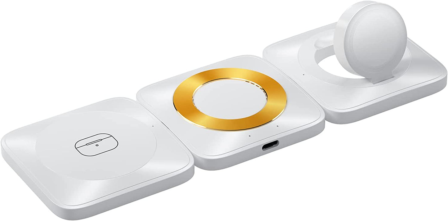 3-in-1 Fast  Wireless Magnetic Foldable iPhone/AirPods/Apple Watch Charging Pad