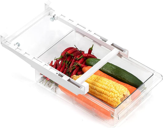 Fridge Shelf Holder & Organizer: Pull-Out Egg Bin with Handle, BPA-Free Storage