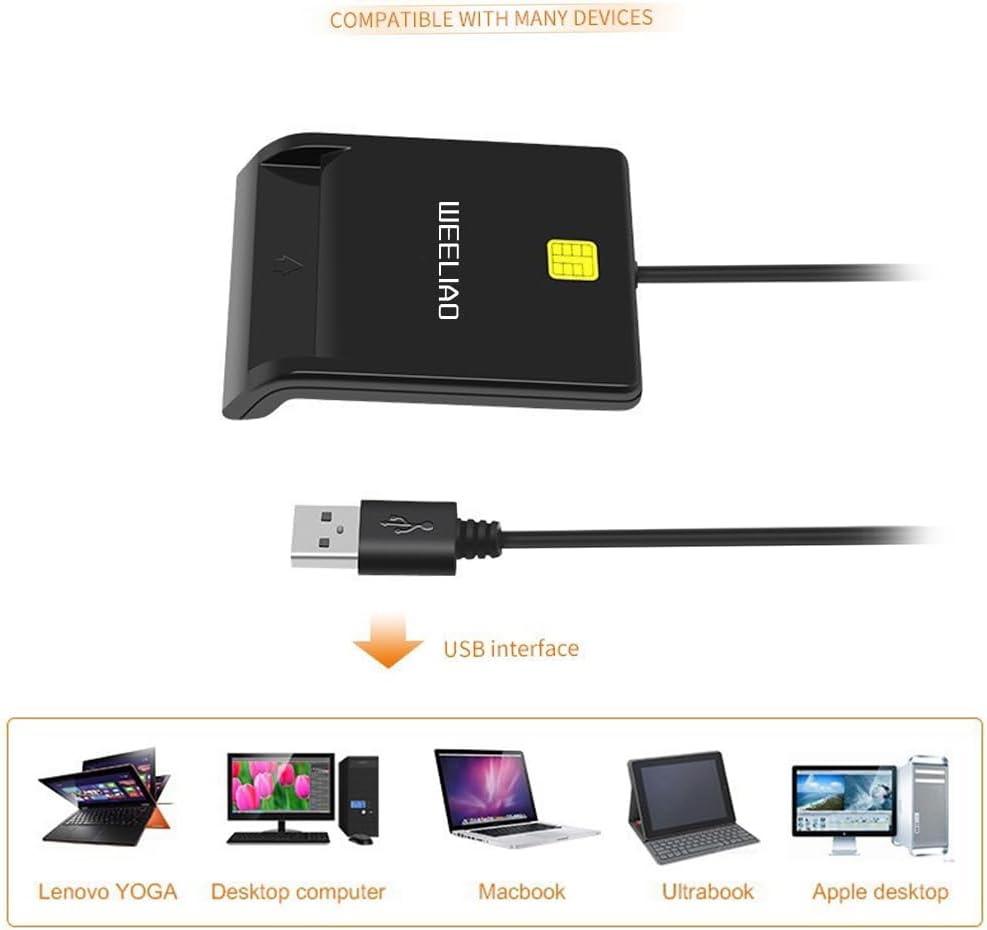 DOD Military USB CAC Smart Card Reader | Mini Fold ID, Credit & Debit Card Compatible with Multiple OS