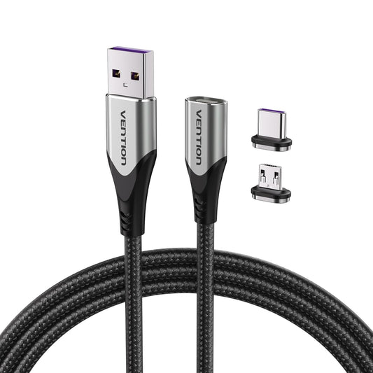 High-Speed 100W Magnetic Charging Cable with USB-C & Micro USB - Fast Data Transfer