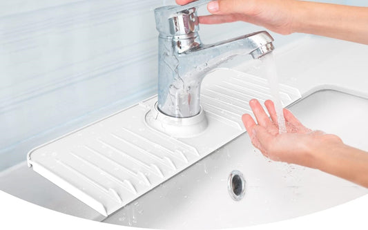 Maximize Kitchen Cleanliness with White Silicone Faucet Mat – Fits Faucets up to 2.9 Inches