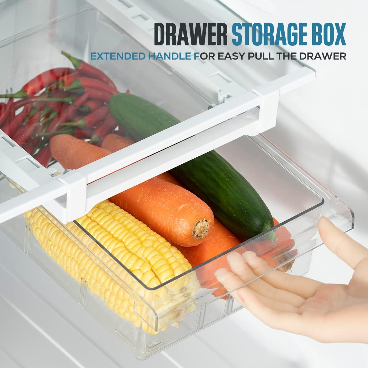 Fridge Shelf Holder & Organizer: Pull-Out Egg Bin with Handle, BPA-Free Storage