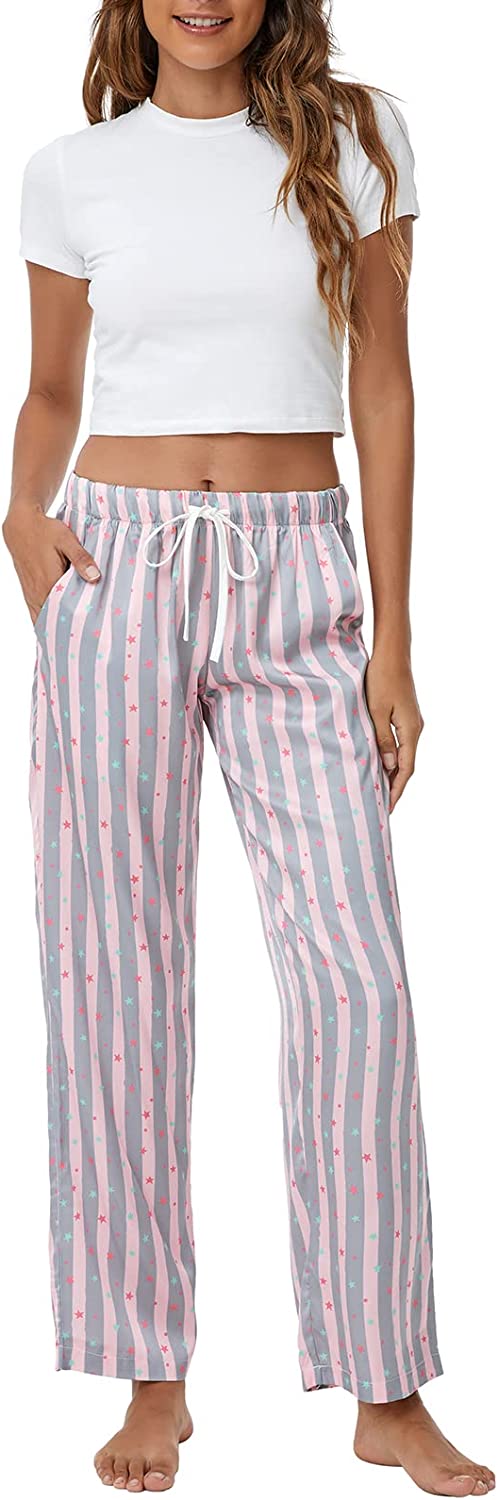 Satin Silk High Waist Wide Leg Drawstring Pajama Bottoms/Lounge Pants
