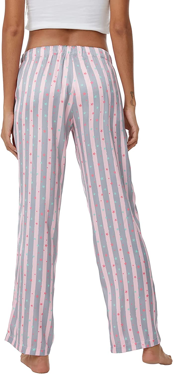 Satin Silk High Waist Wide Leg Drawstring Pajama Bottoms/Lounge Pants