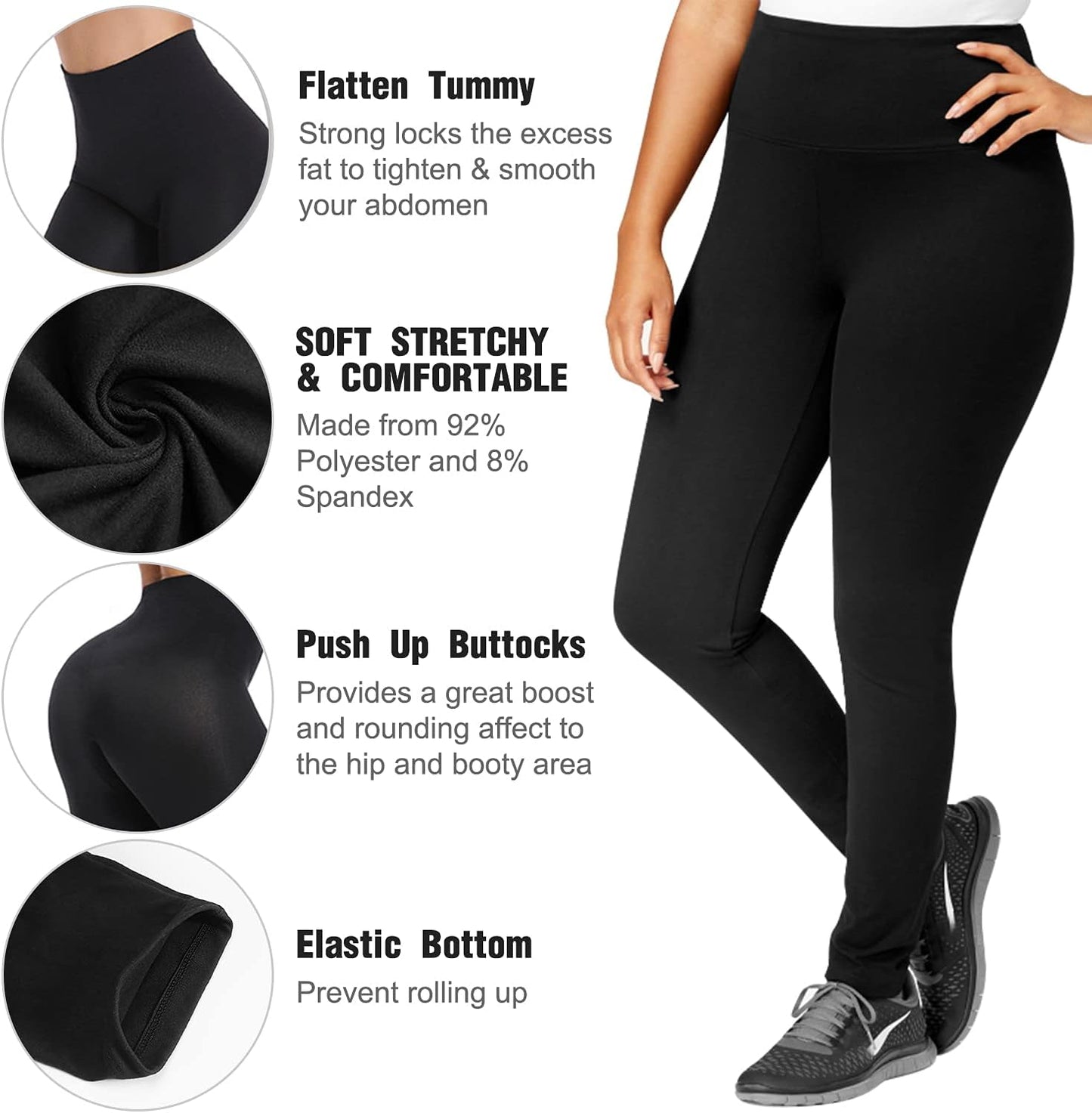 Gray High Waist XL Plus Size Leggings for Women - Non See Through, Super Soft Yoga Pants