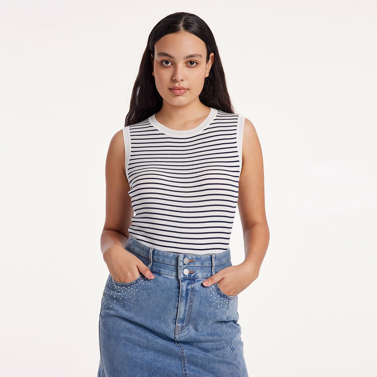 Stylish Women's Striped Sweater Tank Tops for Casual & Summer Wear