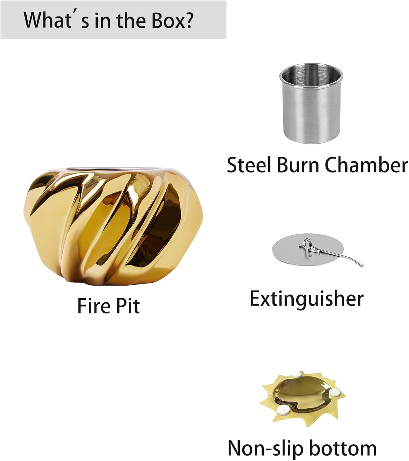 Compact Golden Tabletop Fire Pit - Perfect for Indoor & Outdoor Decor, Smoke-Free & Portable