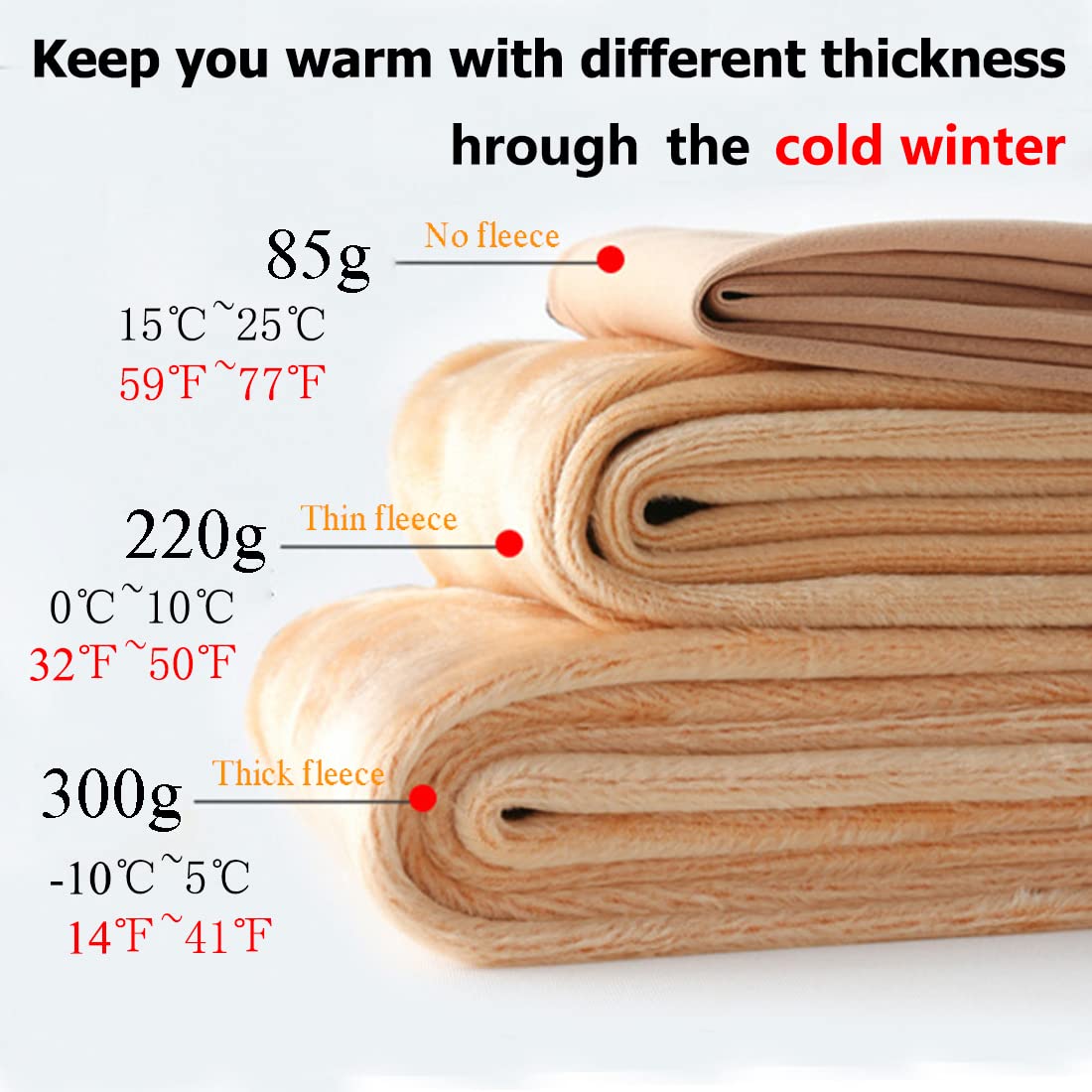 Plus Size (L-XL) Fleece Lined Sheer-Look Tights, Thermal Fake Translucent Pantyhose, High Waist 2.75 in/7 cm, 32–50°F/0–10°C, 7.8 oz/220 g