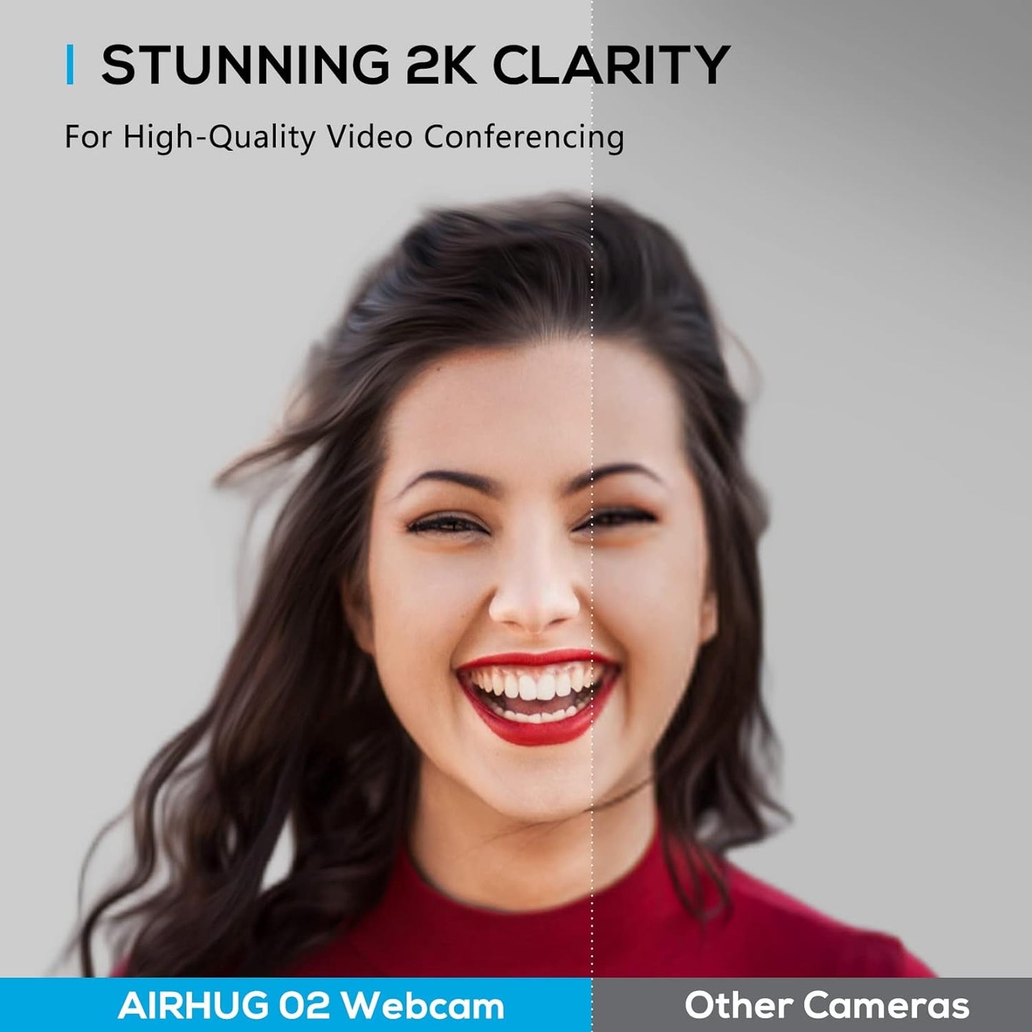 2K Webcam No Mic with Privacy Cover - USB, 78° Wide-Angle for Streaming & Conferencing