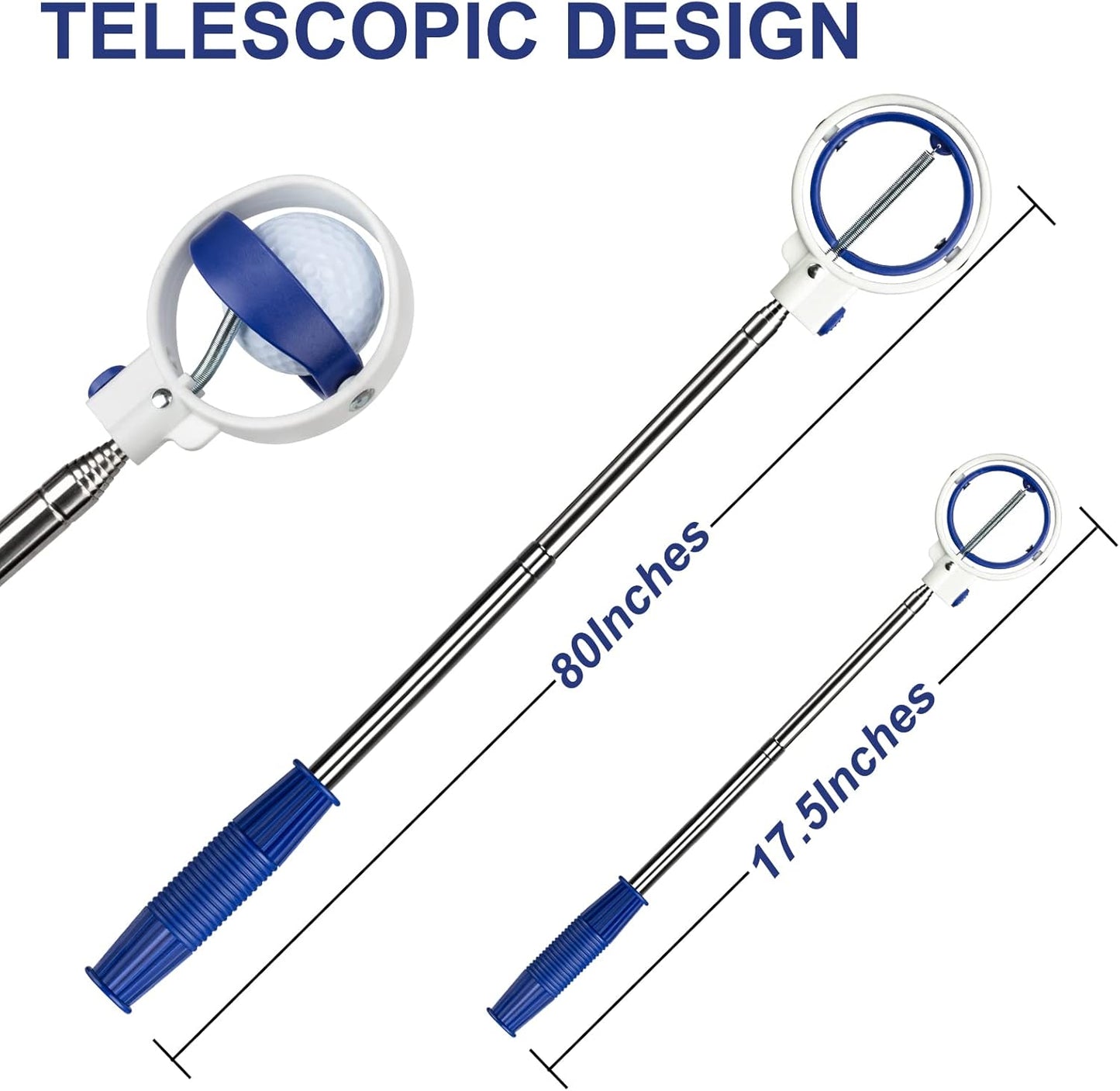 Golf Ball Retriever Tool Telescopic 9ft - Ideal for Water Recovery & Gift