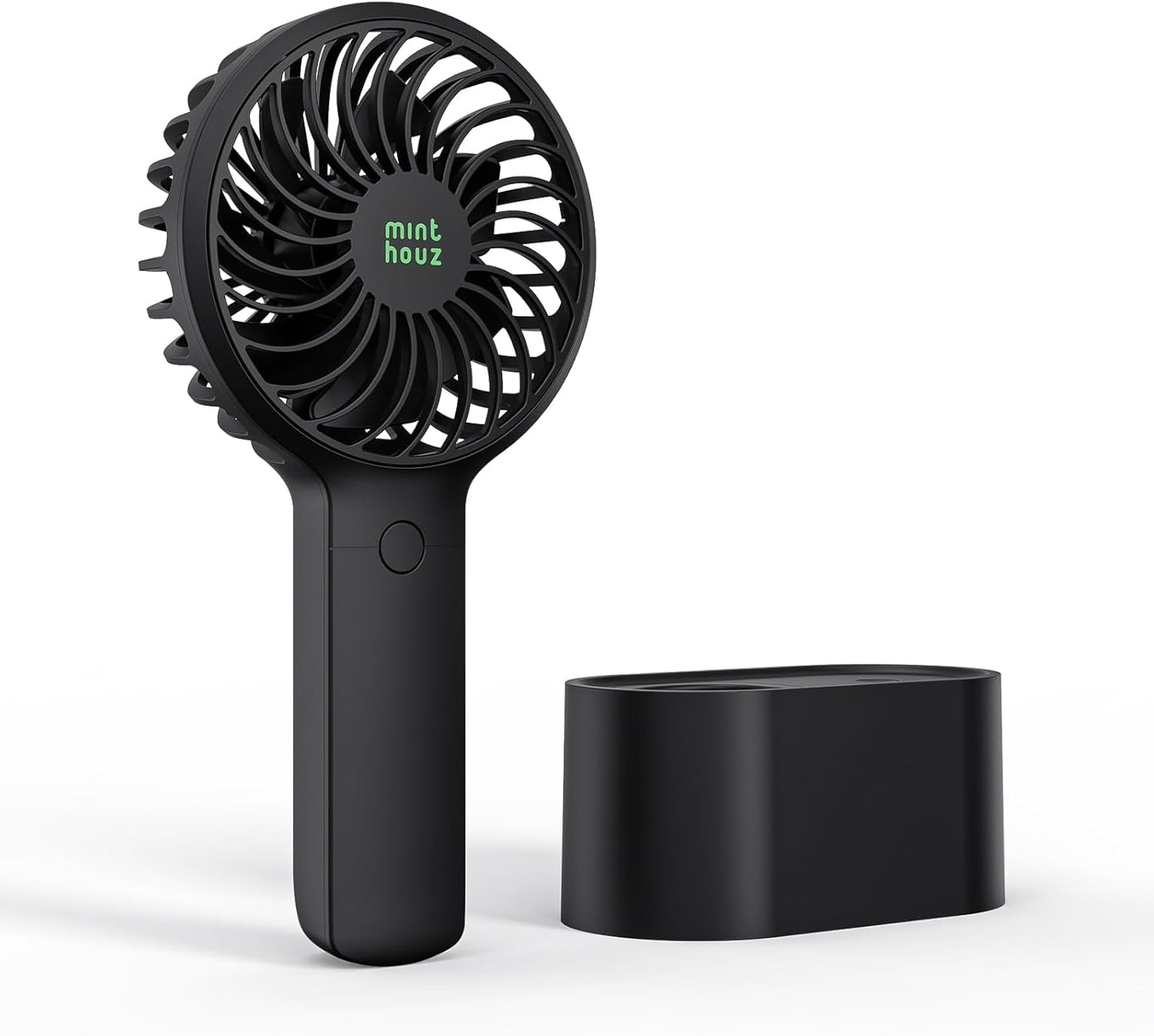 Compact Black Handheld Fan with 90° Auto-Rotate & USB Rechargeable Battery - 3 Speeds, Perfect for Travel