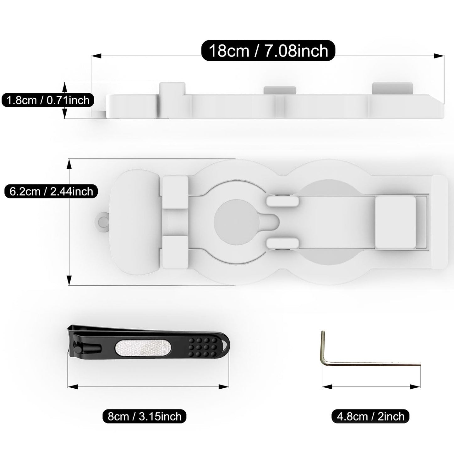 One-Handed Nail Clippers for Stroke Survivors, Elderly, and Limb Differences - White