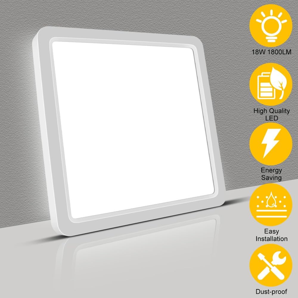 2 Pack Modern 18W LED Ceiling Light - 9-Inch, Daylight White, Energy Efficient, Easy Install for Home & Office