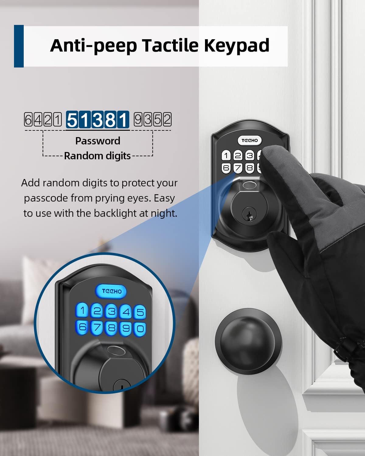 Advanced Fingerprint Keyless Entry Door Lock with Keypad Deadbolt - Secure & Easy Install, Matte Black
