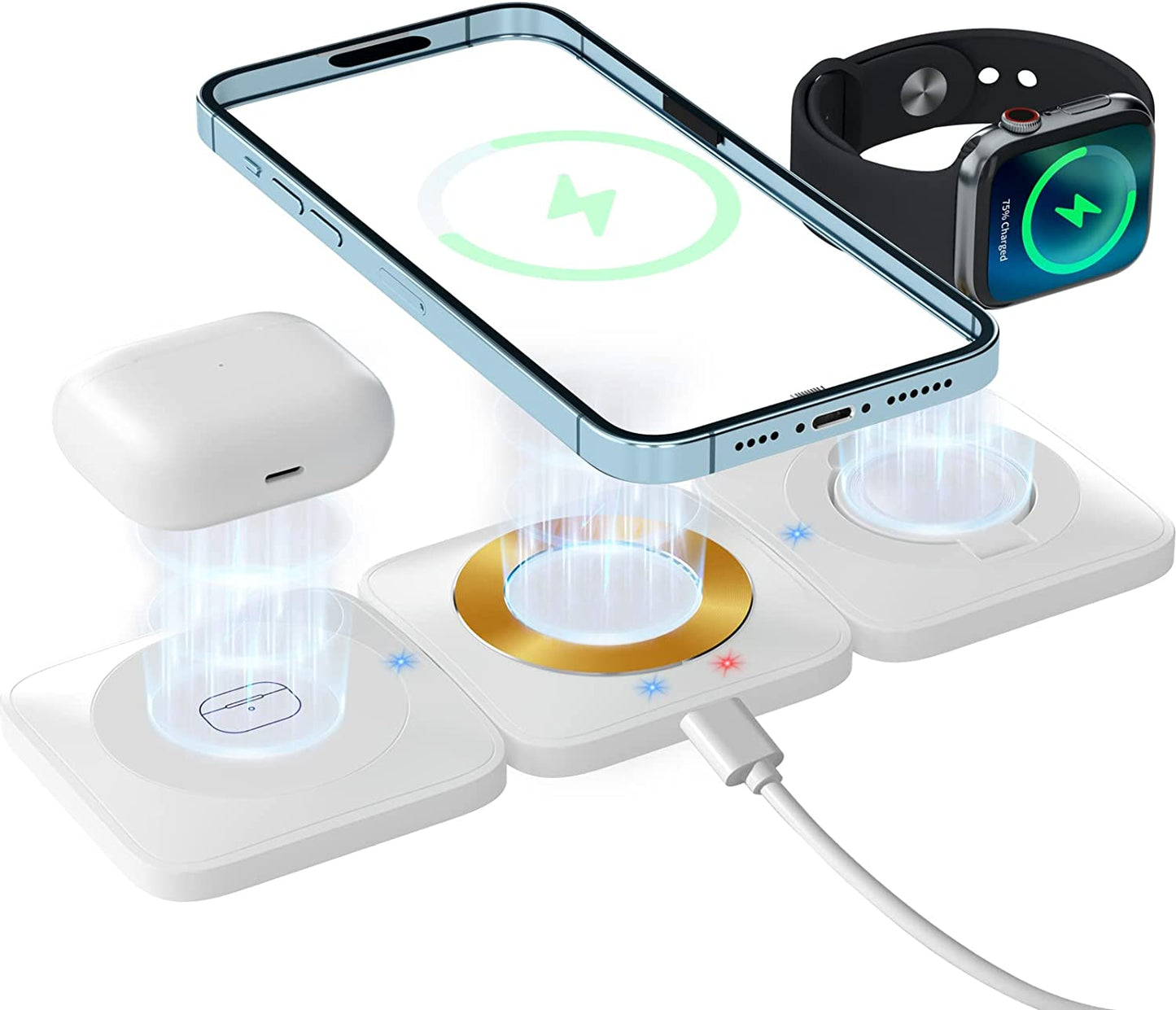 3-in-1 Fast  Wireless Magnetic Foldable iPhone/AirPods/Apple Watch Charging Pad