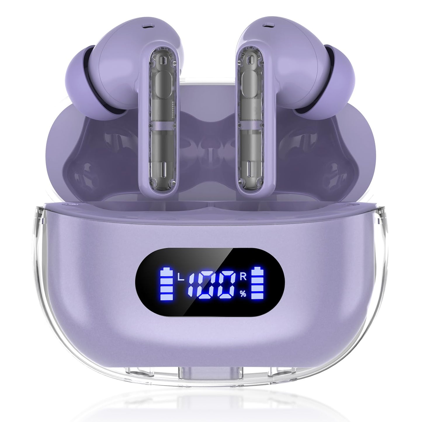 Purple P1 PRO Wireless Earbuds with Clear Call, 30H Playtime, IPX7 Waterproof Bluetooth, Touch Controls, Compatible with iPhone, Android, Samsung, Laptop