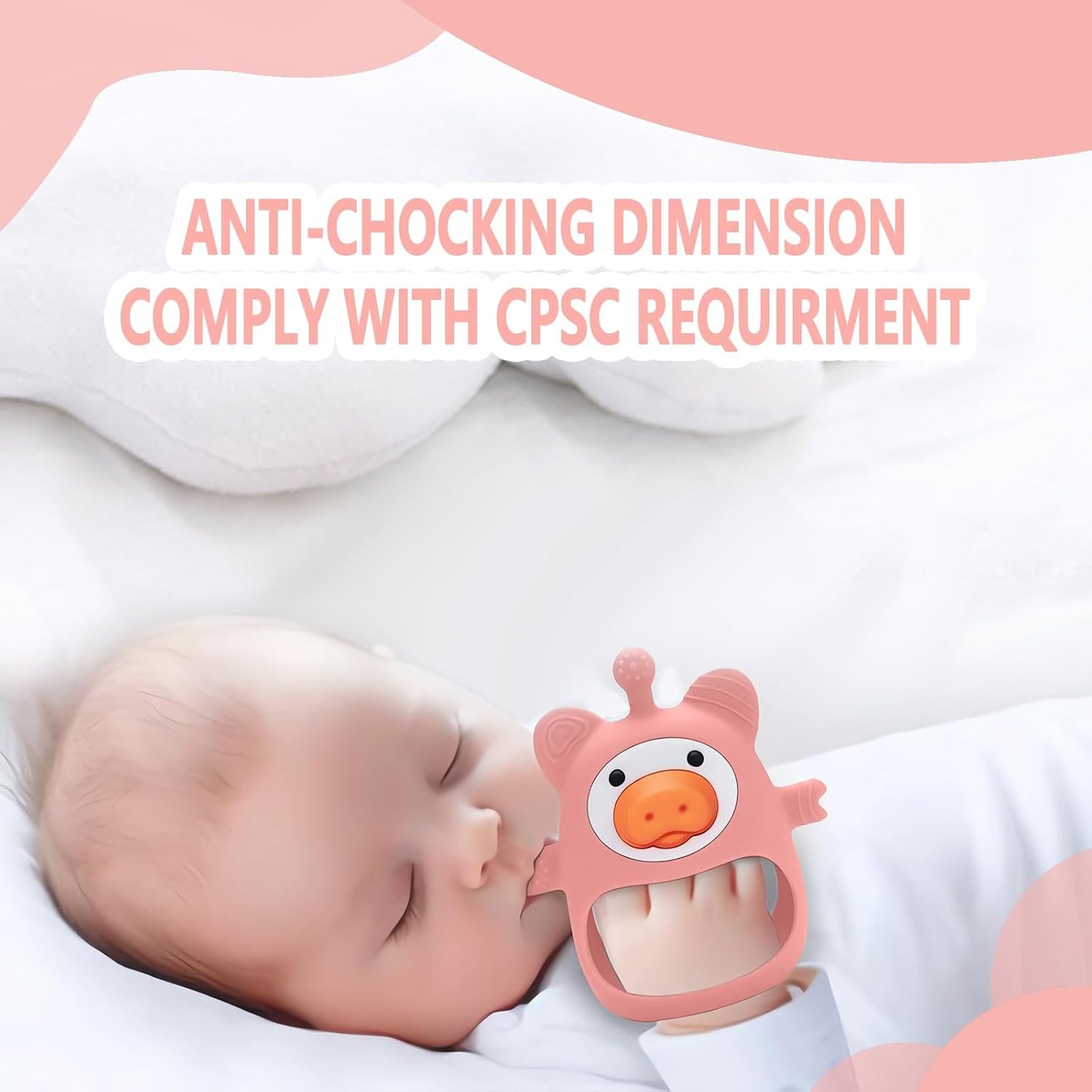 Pink Pig Baby Teether: Soothe Teething Pain with Safe, Soft Silicone for 0-6 Months