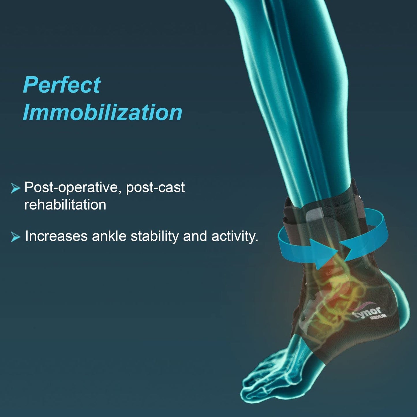 Medium Black Ankle Brace for Extra Support and Comfort - 8.4"-9.6" (21.3-24.4 cm)