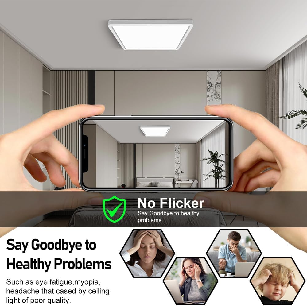 2 Pack Modern 18W LED Ceiling Light - 9-Inch, Daylight White, Energy Efficient, Easy Install for Home & Office