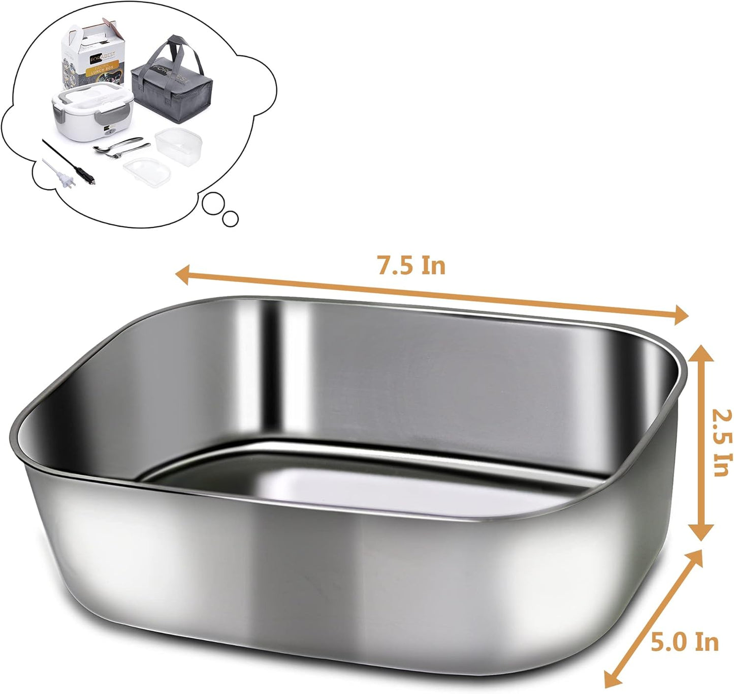 Stainless Steel Inner Container for Electric Lunch Boxes, 1.5L - Durable, Dishwasher Safe & Eco-Friendly