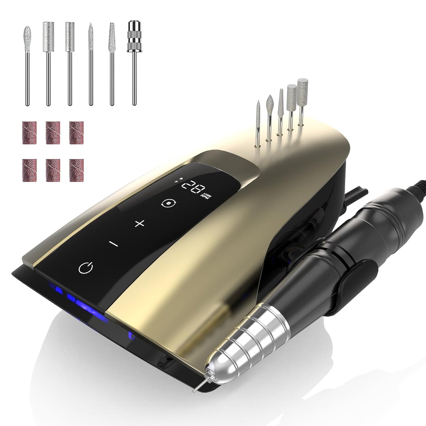 Gold 35,000 RPM Professional Electric Nail Drill Machine for Acrylic & Gel Nails