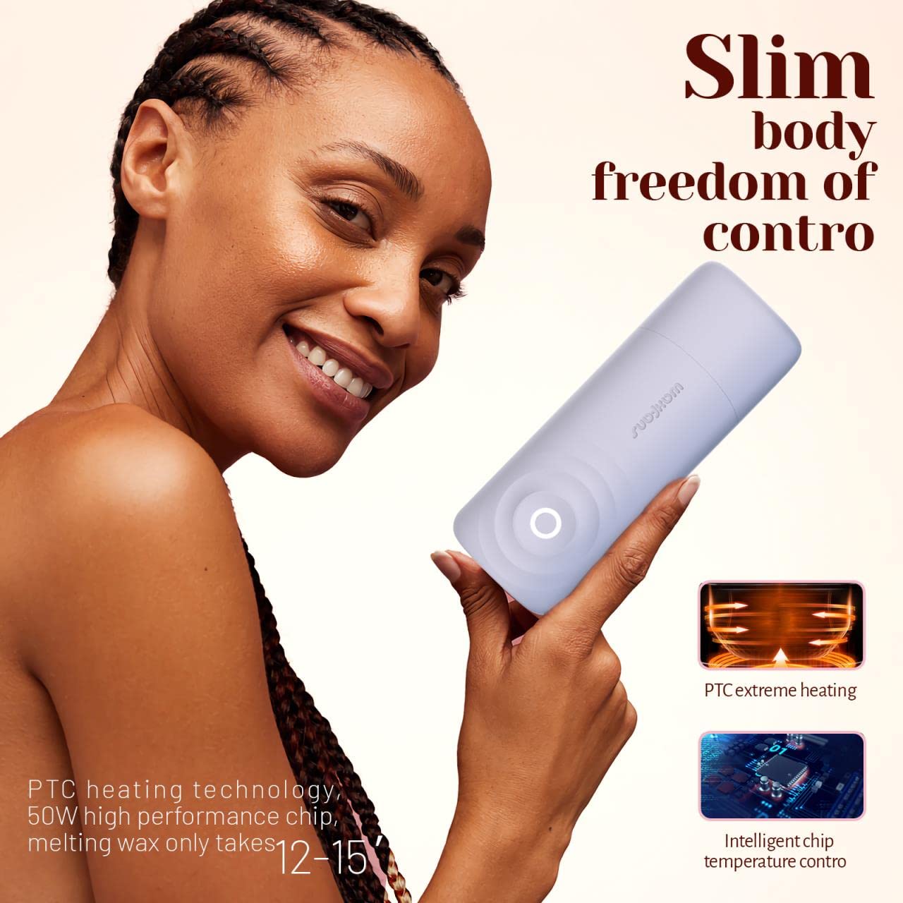 Smart Roll-On Wax Warmer Kit with Honey Wax for All Skin Types - Easy Hair Removal at Home