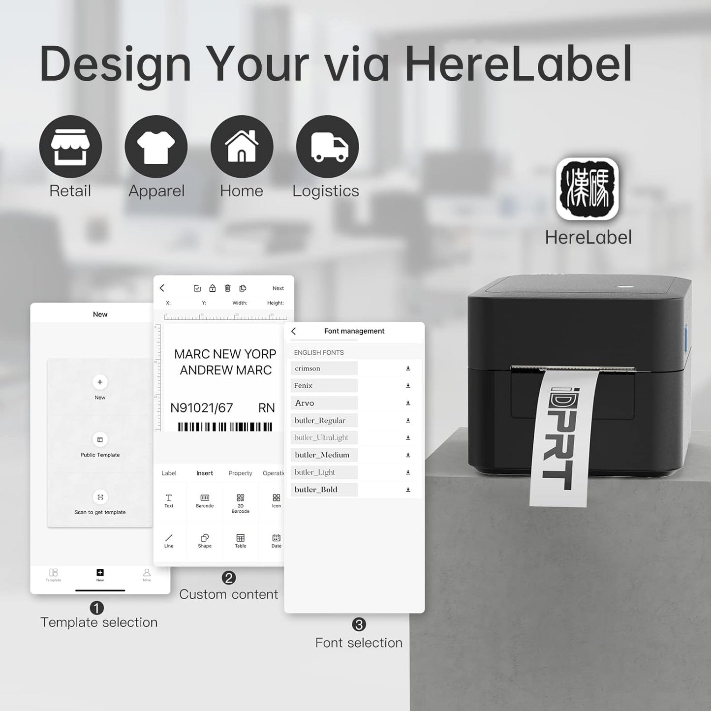 Bluetooth Label Printer for Small Business - Fast Thermal Printing, Supports Multiple Devices