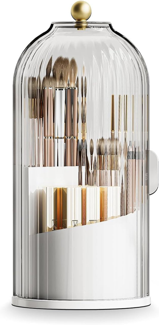 360° Rotating Makeup Brush Holder Organizer - Dustproof & Waterproof | Fits Vanity & Bathroom