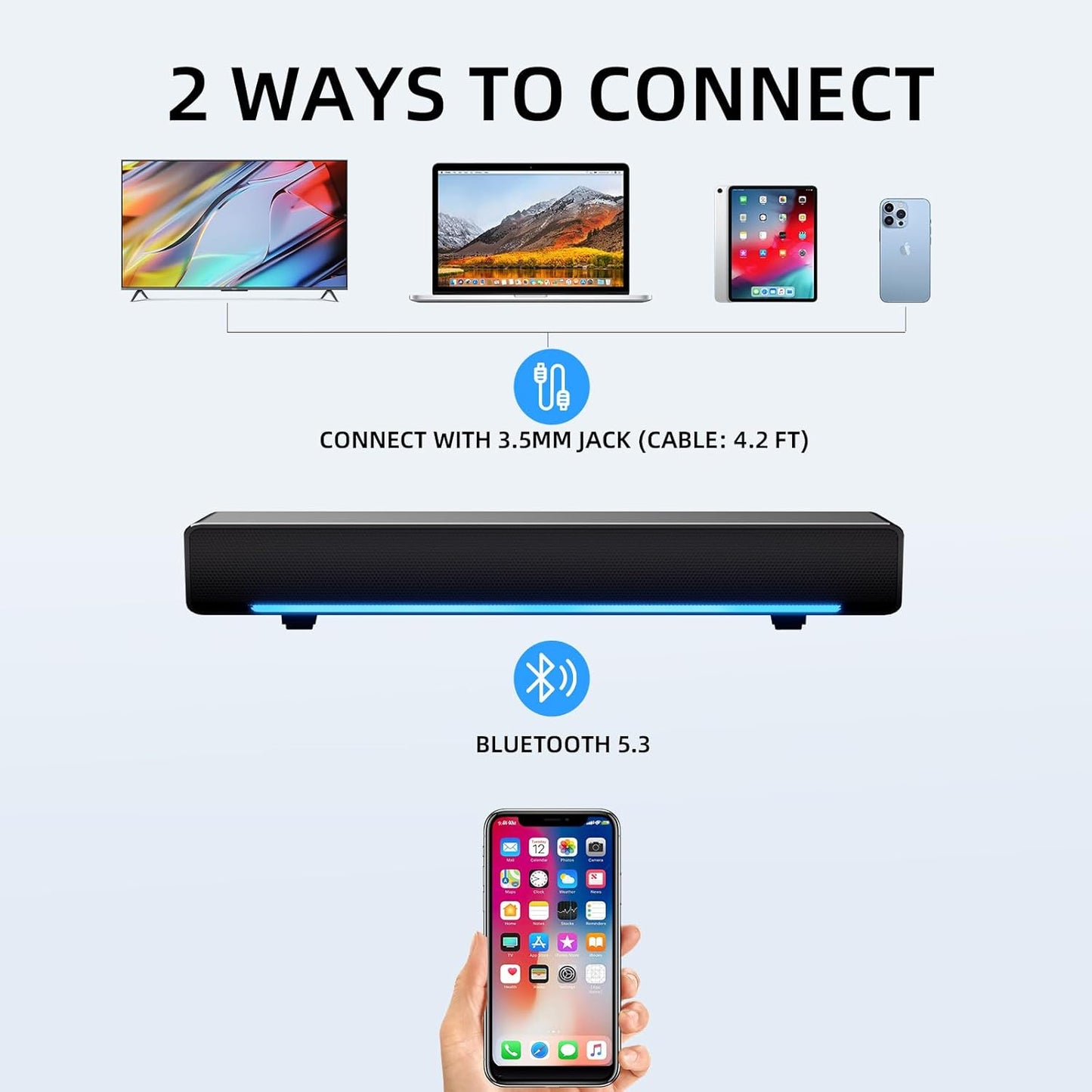 Enhance Your Audio Experience with USB-Powered Desktop Bluetooth Soundbar