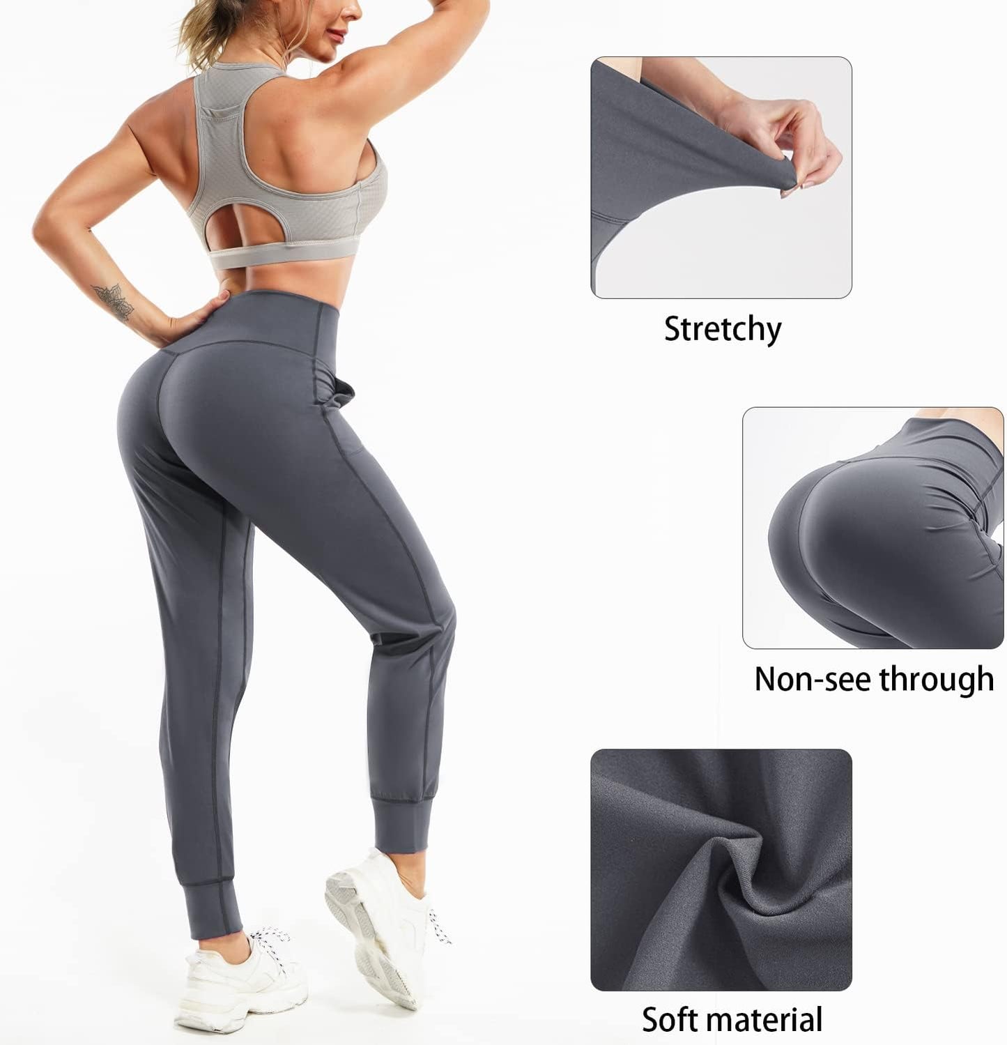 XL Dark Grey High Waisted Joggers for Women - Comfort Meets Style