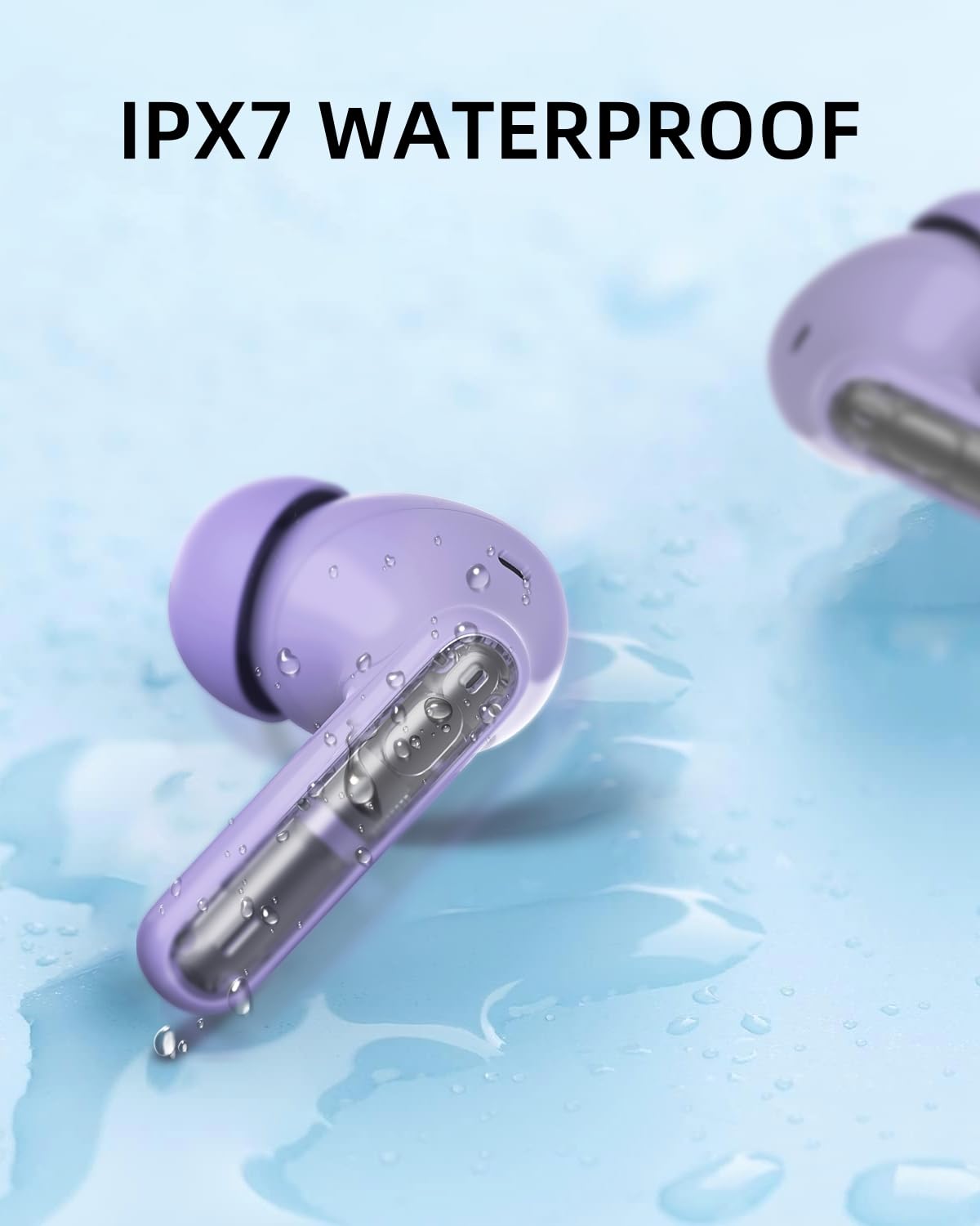 Purple P1 PRO Wireless Earbuds with Clear Call, 30H Playtime, IPX7 Waterproof Bluetooth, Touch Controls, Compatible with iPhone, Android, Samsung, Laptop