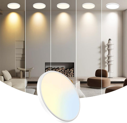 Ultra-Thin 7.5" LED Ceiling Light, 5 Selectable Colors, Super Bright & Easy Install