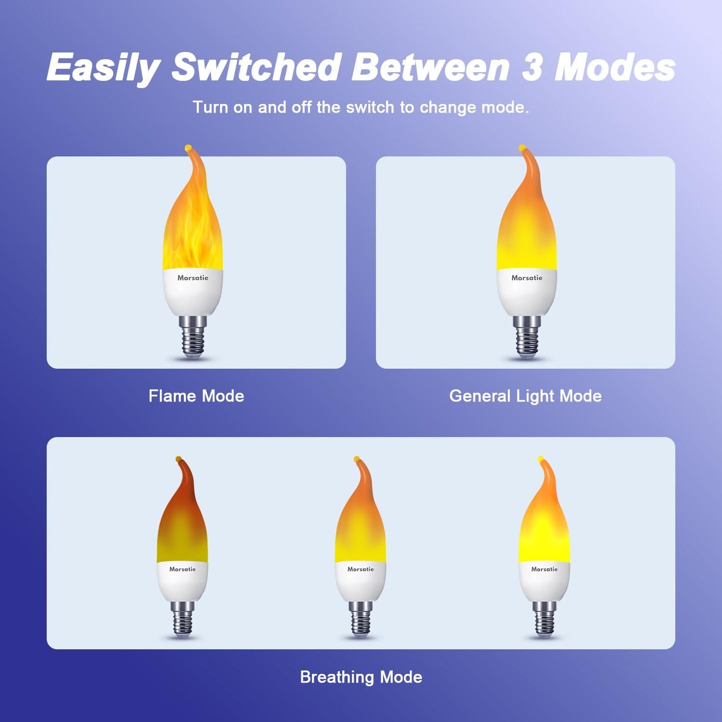 Enhance Your Home with a 6-Pack of 3-Mode E12 Flame LED Light Bulbs for Indoor & Outdoor Decor