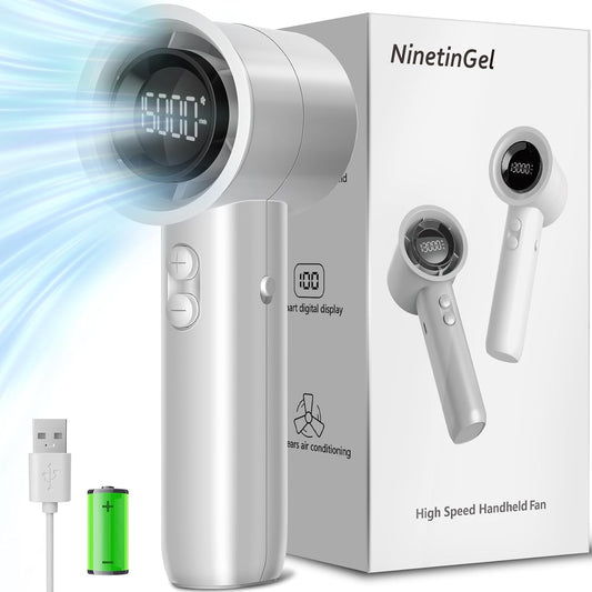 Portable Handheld Fan with 100-Speed Turbocharged Airflow & 5000mAh Battery - Ideal for Travel, Camping & Outdoor Use