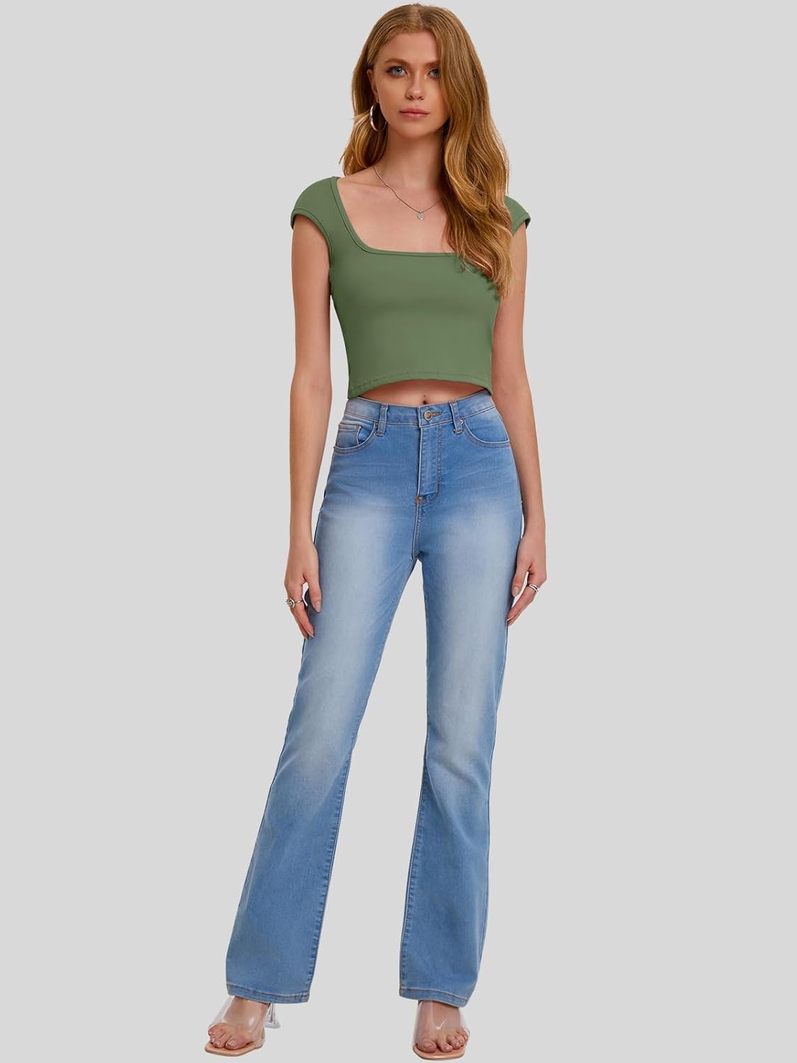 Women's Large Sexy Army Green Crop Top for Women - Backless & Stretch for Summer