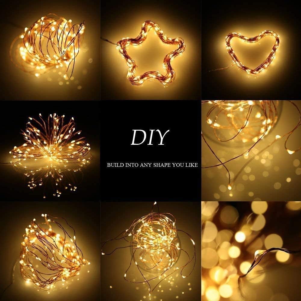 2-Pack Fairy Lights with Clips, 240 LEDs, 40 Photo Clips, USB, 39ft - Decor for Any Room