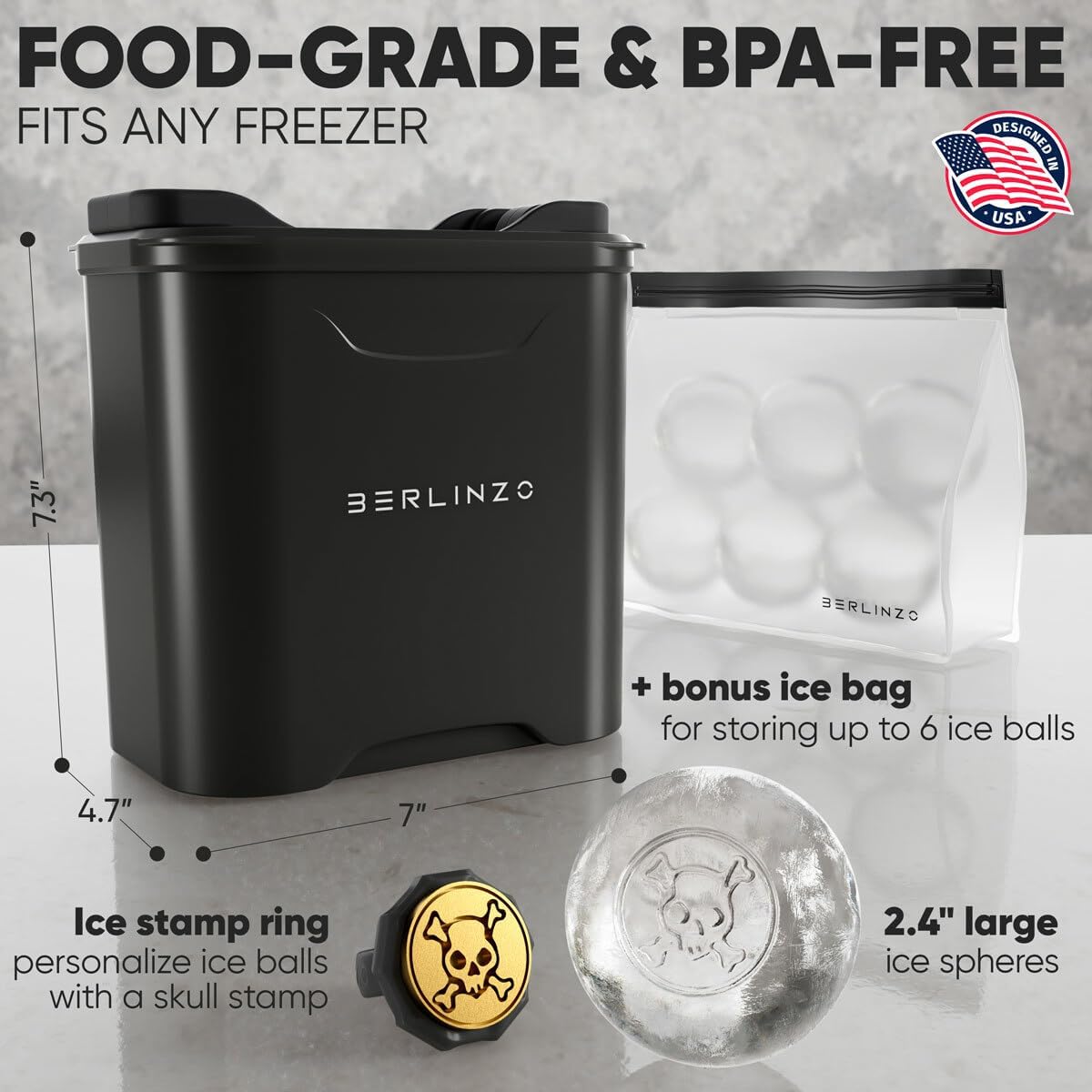 Premium Clear Ice Ball Maker: Crystal Clear 2.4" Ice Spheres for Whiskey & Cocktails